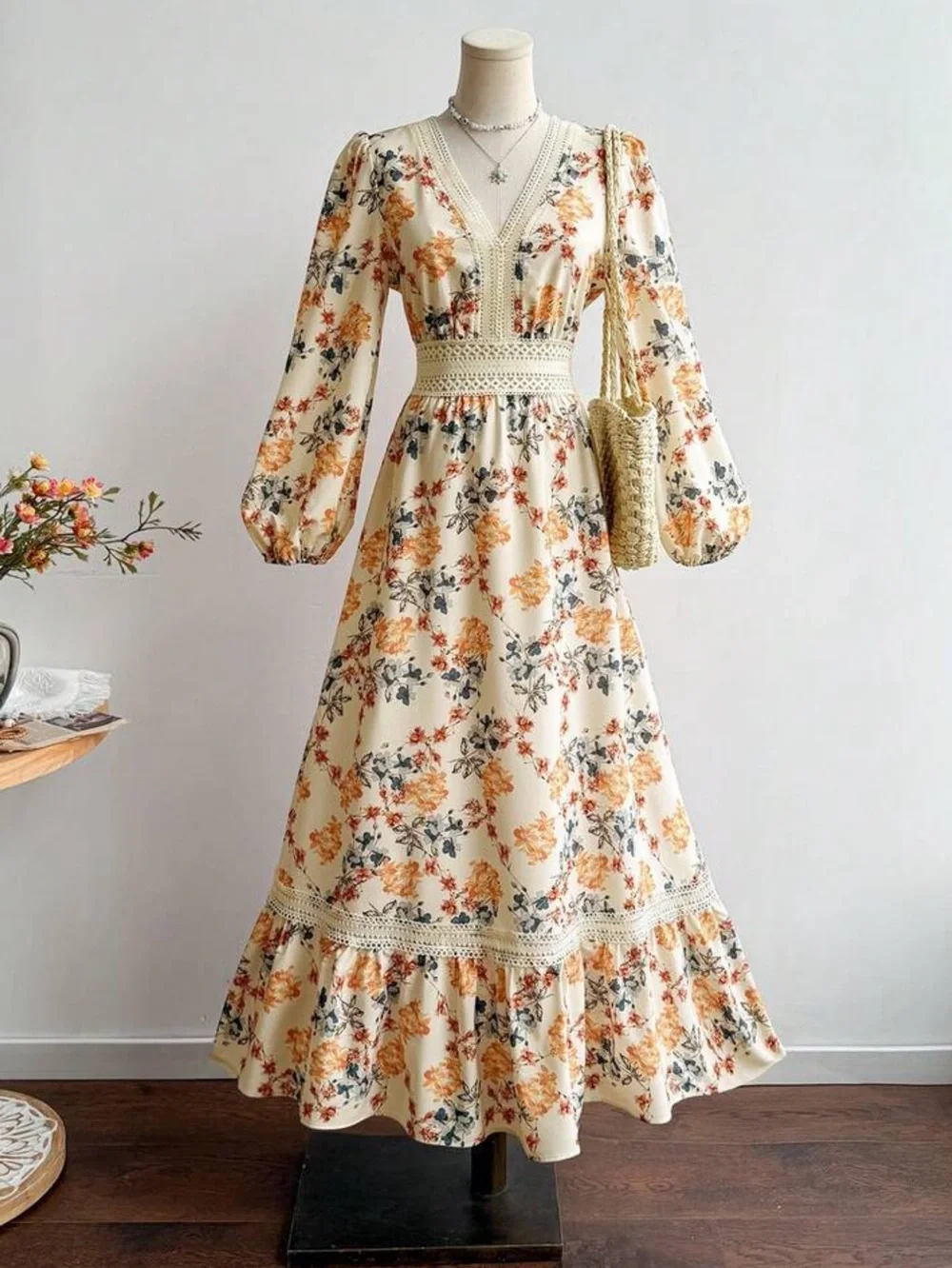Boho floral print long sleeve maxi dress - Picture 10 of 11